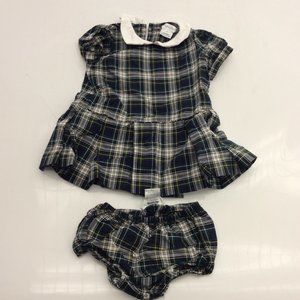 Ralph Lauren Collared Plaid Skirt Uniform Top & Bottom Set 6m